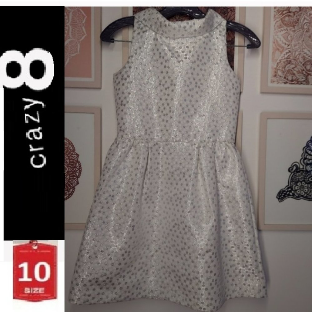 🎁 10/$25- Crazy 8 White and Silver formal dress, metallic, size 10
